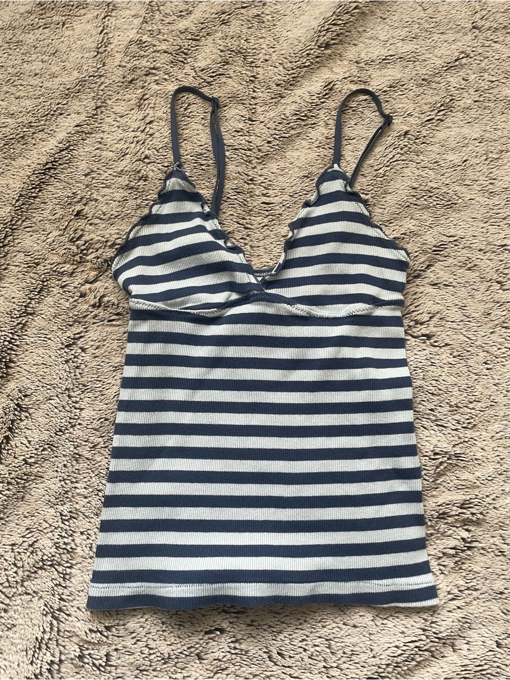 Striped Knit Camisole Tank Top - Blue and Light Blue